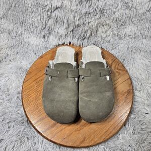 KIDMI Womens Size 7-8/ 9.75 Inches Insulated Faux Fur Suede Winter Clogs Mules